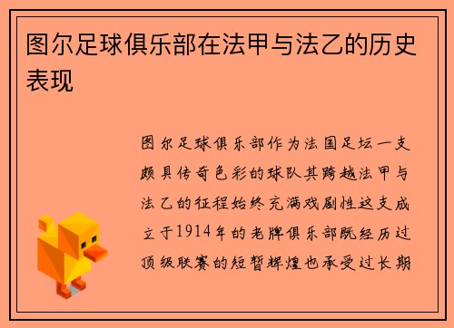 图尔足球俱乐部在法甲与法乙的历史表现
